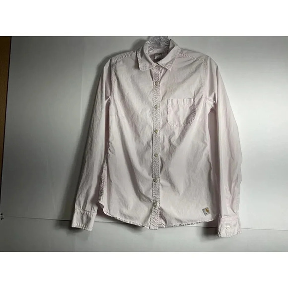 Carhartt For Woman Long Sleeve Button Down Shirt Light Pink Size Medium - Picture 2 of 8